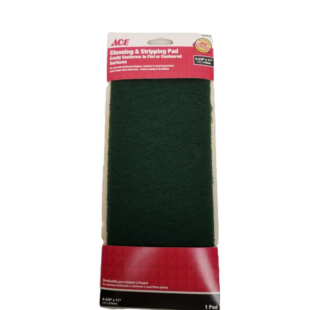 Ace Cleaning Stripping Pad 4-3/8 x 11 Green Heavy Duty Hardware New